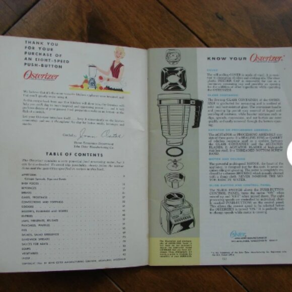 Vintage Osterizer Spin Cookery Blender Cook Book For 8 Speed Push Button 1966 - Picture 2 of 8